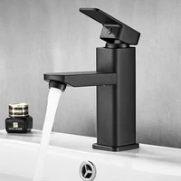 bathroom basin faucet chromeblack baking paint stainless steel fashion single hole cold hot water mixers deck mounted sink taps