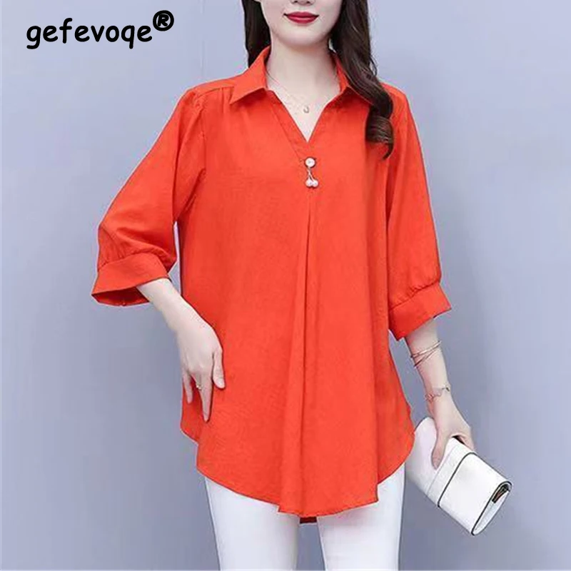 Женская одежда корейская мода шикарная Элегантная блузка с бисером летняя