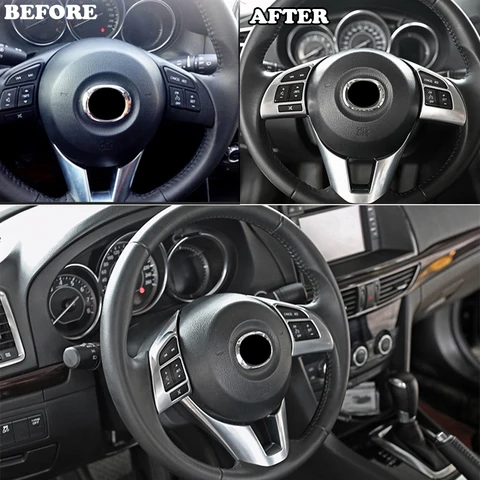 Для Mazda CX-5 CX5 KE 2012 2013 2014 2015 2016, хромированная кнопка переключения рулевого колеса, панель, крышка, отделка, украшение рамы, Стайлинг автомобиля