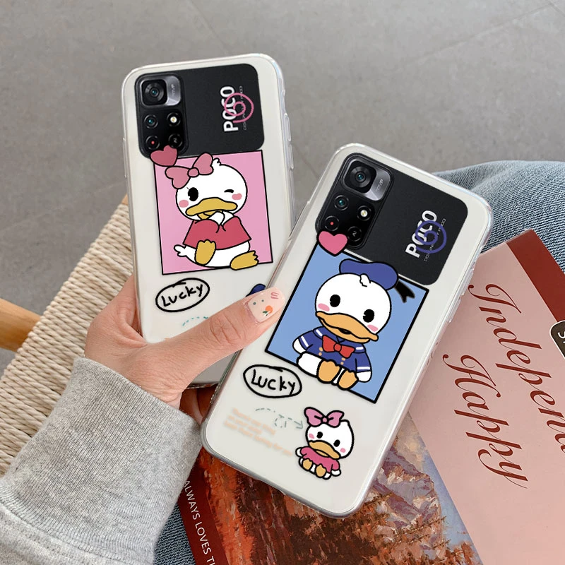 Прозрачный силиконовый чехол-накладка для POCO M4 Pro 5G Микки Минни Маус Дейзи