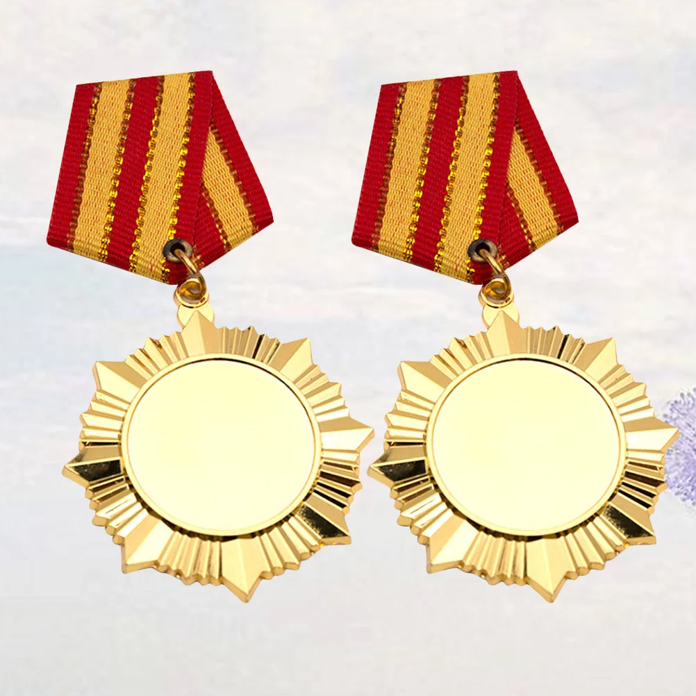 

2pcs Golden Award Medals Honor Metal Medal Monument Badge for Marathon Sports Competition