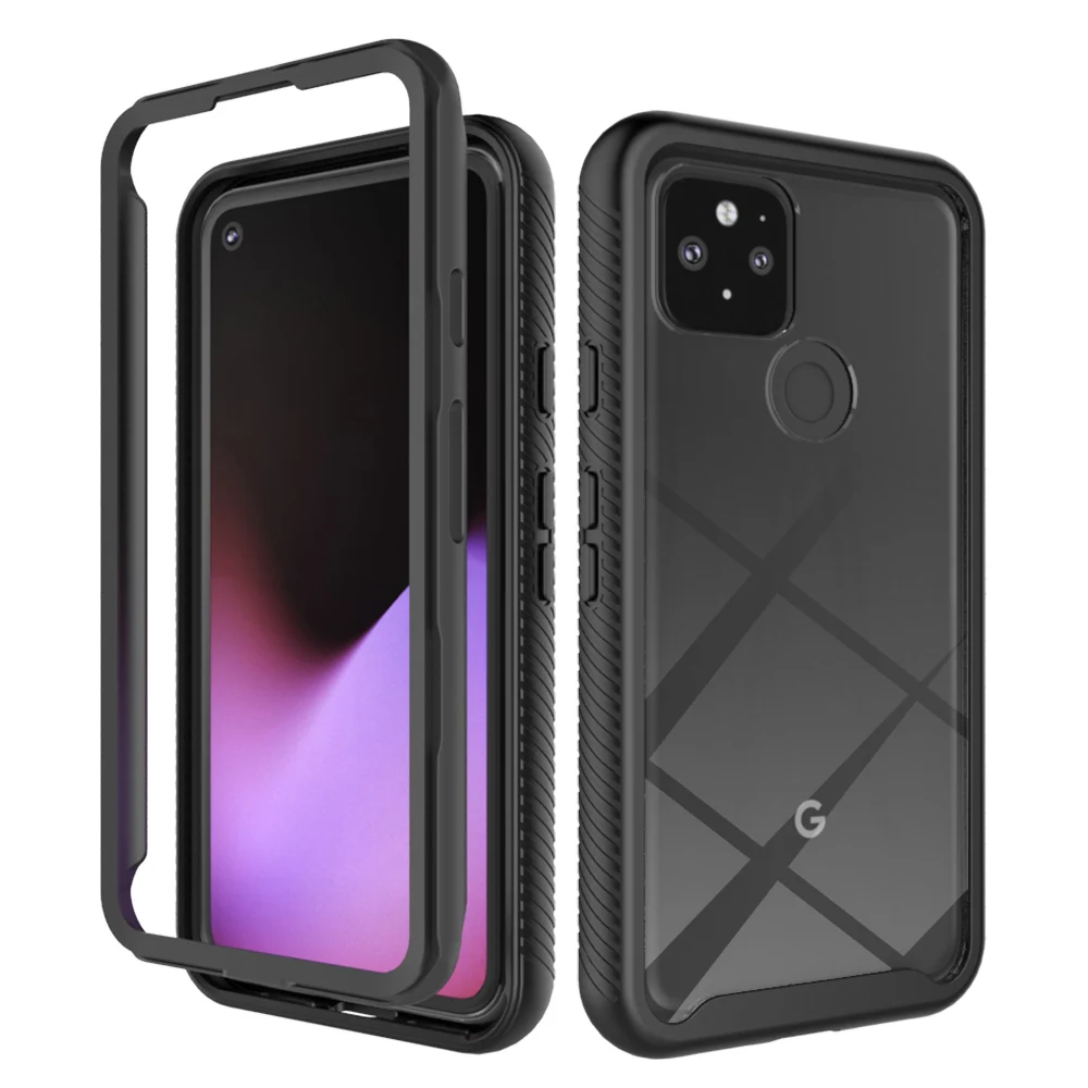 

Hybrid Rugged Armor PC + TPU Silicone Shockproof Case For Google Pixel 4A 5A 5G 5 6A 6 Pro Soft TPU Frame Transparent Back Cover