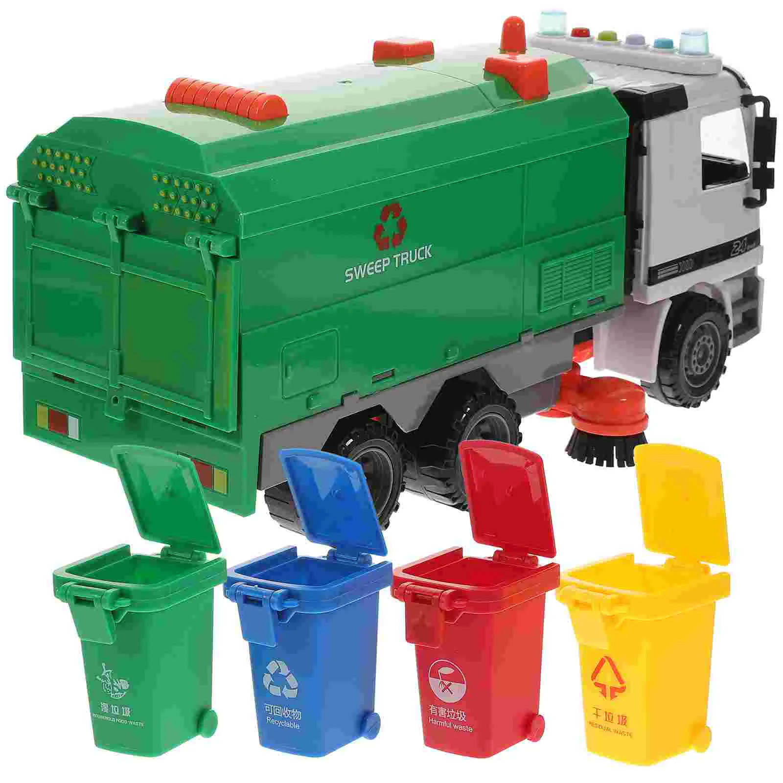 

Children Garbage Truck Sanitation Trucks Toy Car Model with Trashcan (Green) Random Style