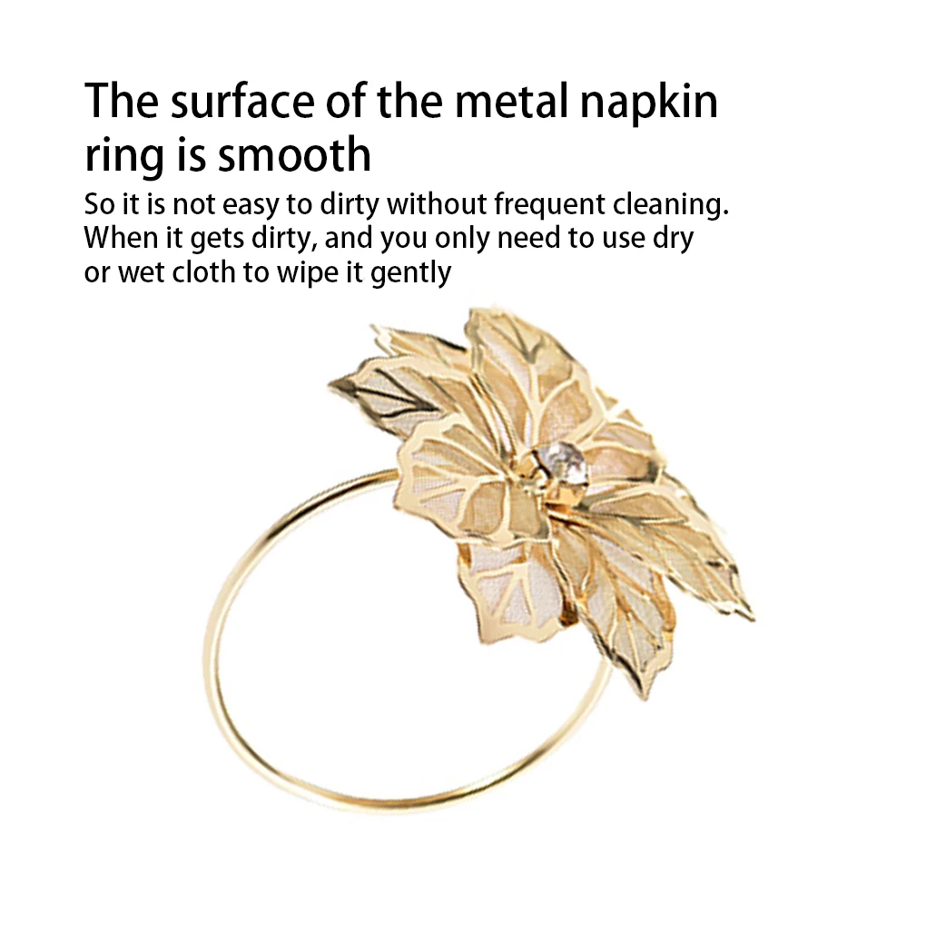 

12 Pieces Flower Napkin Rings Tableware Decoration DIY Metal Napkins Holder