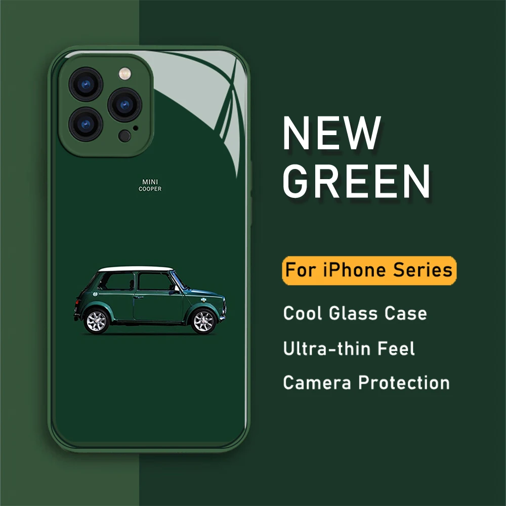 

Mini CooPers New Red Car Metallic-Color Phone Case For iPhone 15 14 13 12 Mini 11 Pro Max X XS XR 7 8 SE Plus Glass Hard Cover