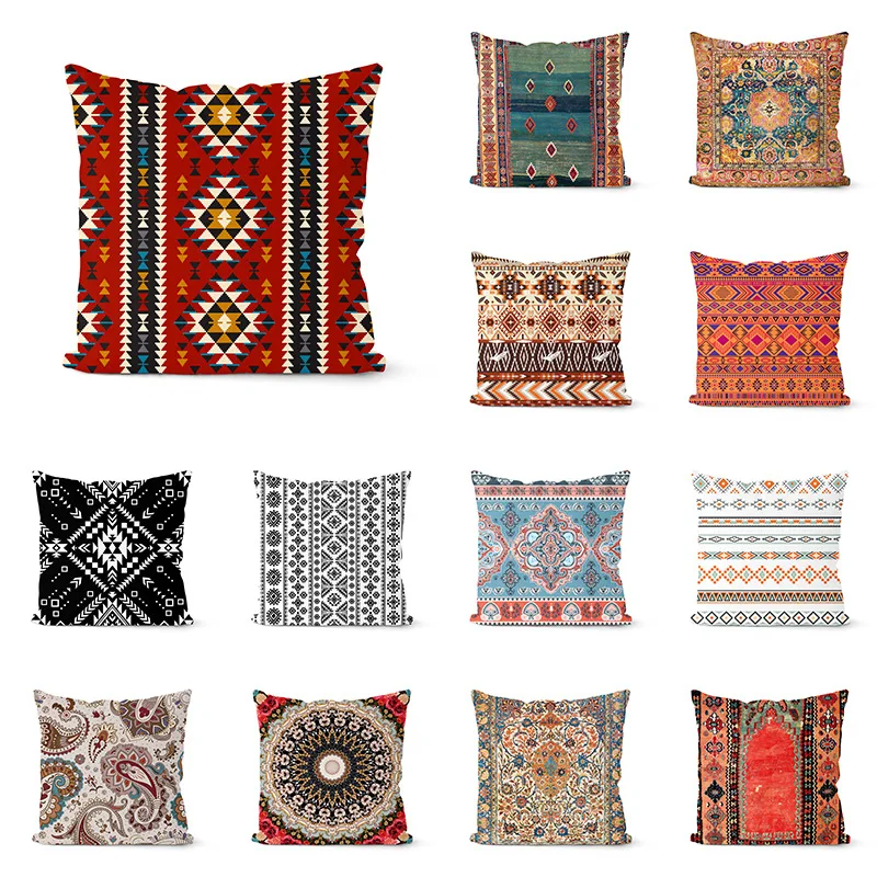 

2022 Retro Abstract Geometry National Style Pillow Case Soft American Summer Sofa Cushion Pillow Cushion