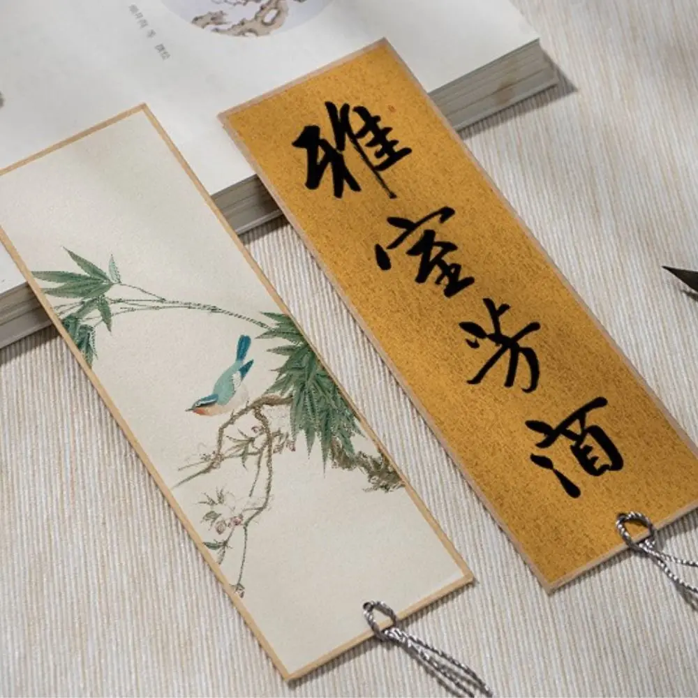 

Stationery Message Card Gift Hang Tag Calligraphy Paper Bookmarkers with Tassels DIY Reading Marker Blank Bookmarker