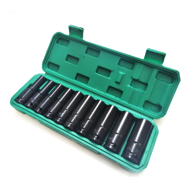 

10Pcs Impact Wrench Socket 1/2Inch Hex 8-24mm Carbon Steel Spanner Mechanical Workshop Tool Set