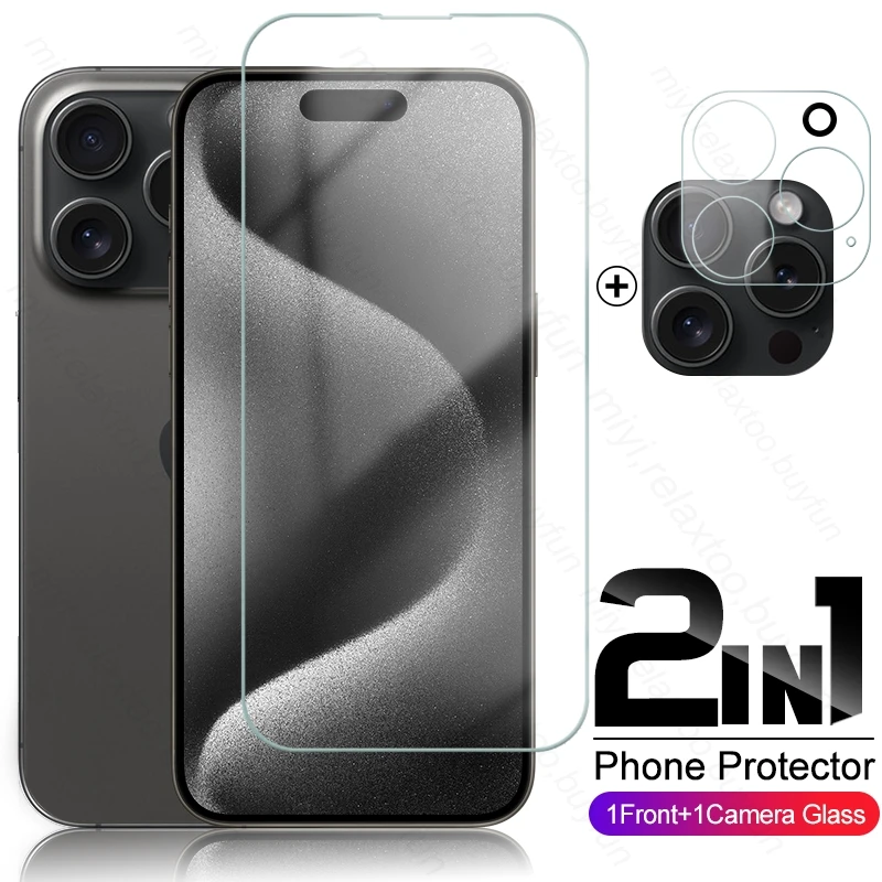 

2In1 3D Camera Lens Screen Protector Tempered Glass Cover For Iphone 15 ProMax Protective Glass Ifon Ipone Iphone15 Pro Max Plus