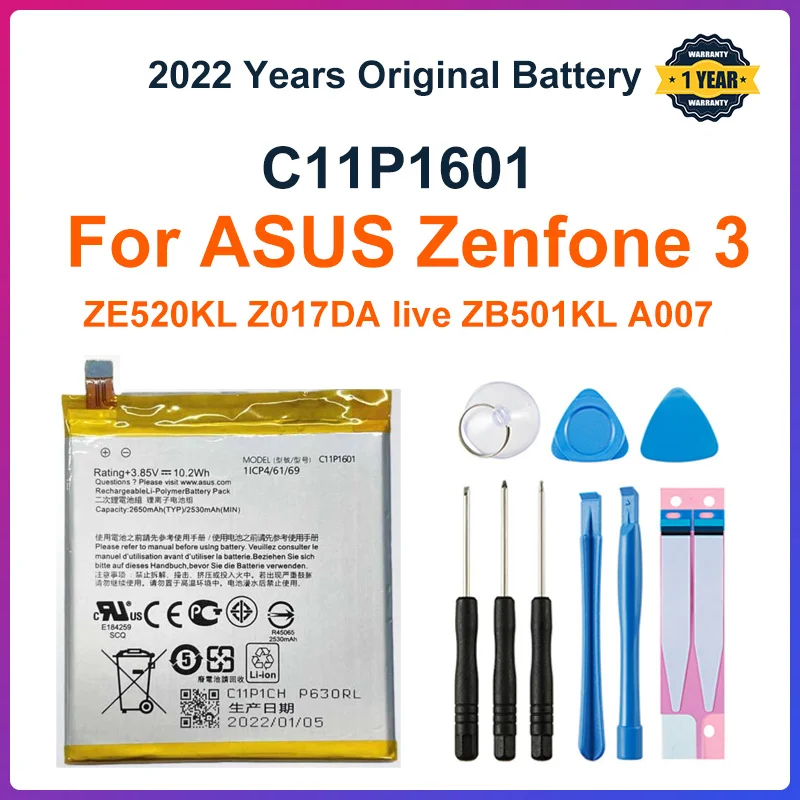 

ASUS 100% оригинальный C11P1601 2650 мАч Новый аккумулятор для ASUS Zenfone 3 Zenfone3 ZE520KL Z017DA live ZB501KL A007 + Бесплатные инструменты