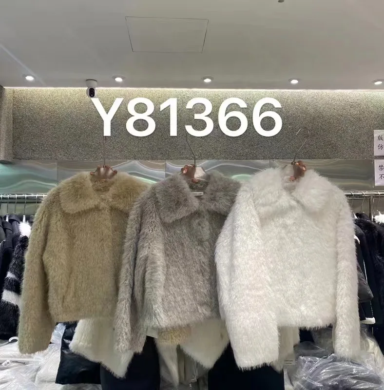 Winter new lapel short fur coat faux fur coat