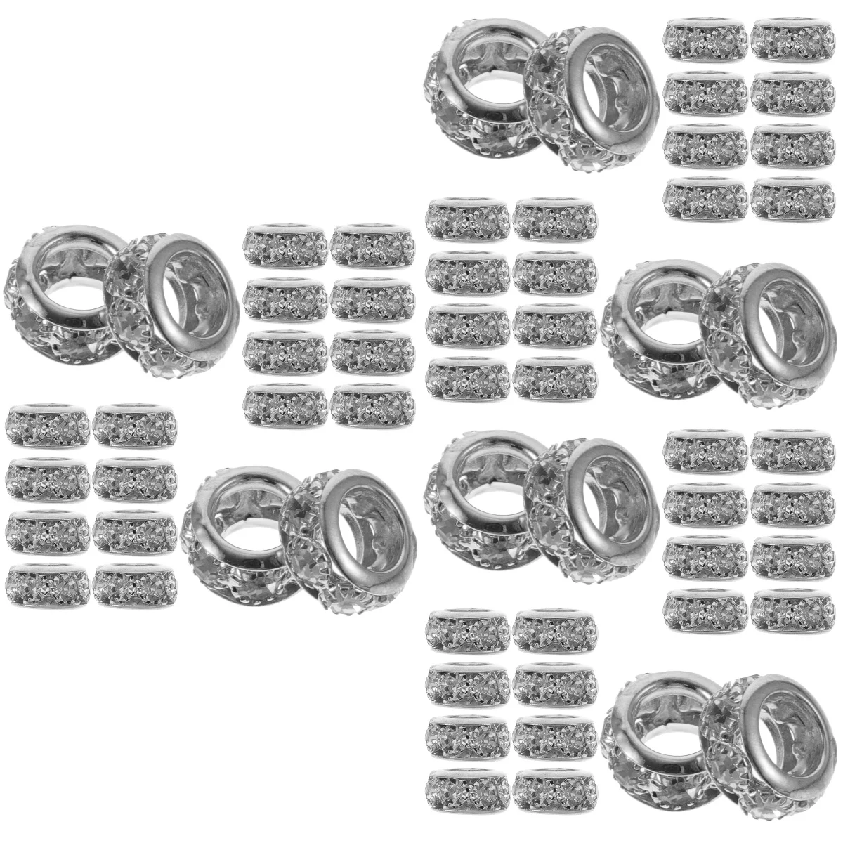 

60 Pcs Large Pore Beads Spacer Jewelry Making Supplies Adults Rhinestone Inlaid Spacers Bulk Small Bracelets Metal Shims