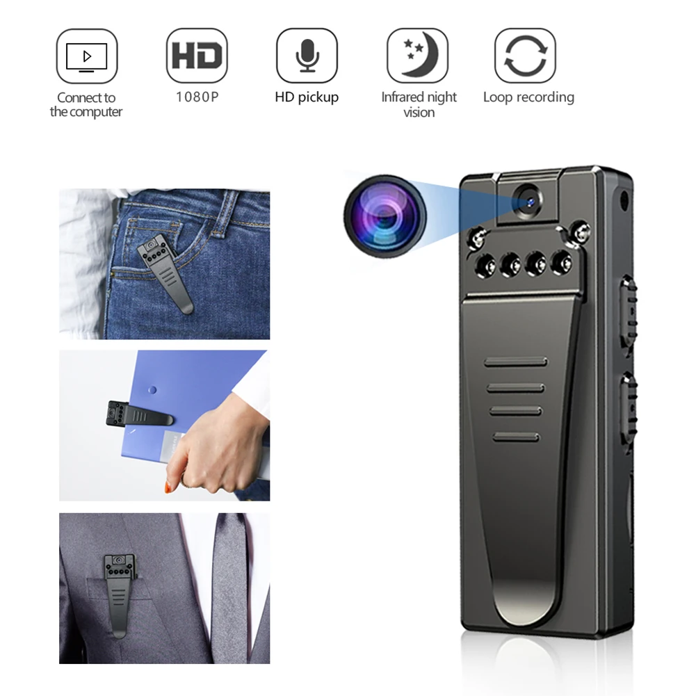 

1080p HD Digital Mini Body Camera HD Screen Video Recorder Wearable Micro Body Camcorder Portable Security for Conference