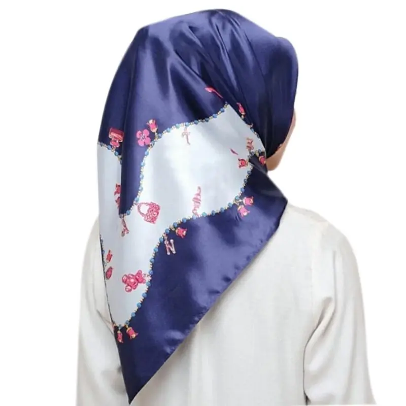 22 Color Malaysia Muslim Hijab Women Imitation Silk Colored Geometric Floral Squ