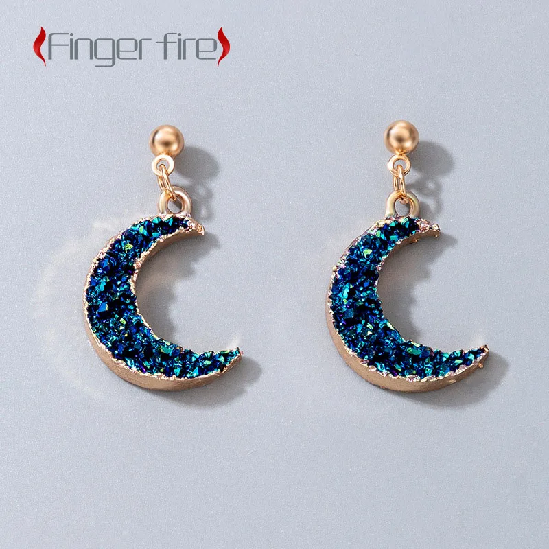 

Fashion Simple Natural Stone Blue Diamond Stud Earrings Party Anniversary Exquisite Jewelry