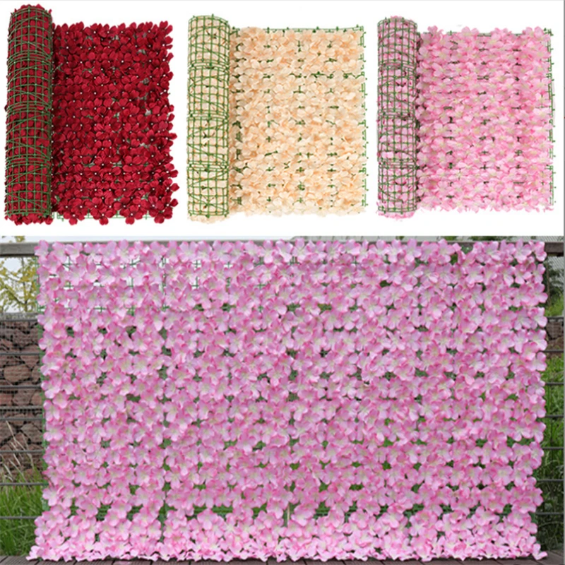 

Искусственный цветок гортензии 1 м x 3 м, настенная имитация забора, цветочный забор для свадебного фона, Декор для дома и улицы, сада