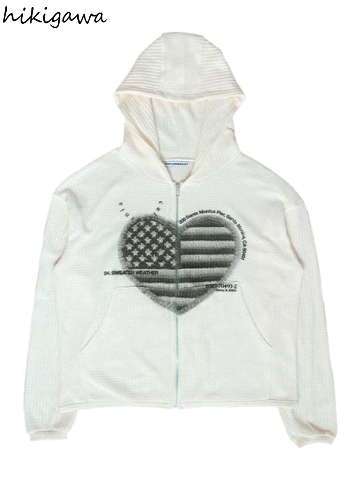 Y2k топы толстовки женские пальто с капюшоном принтом модный кардиган женская