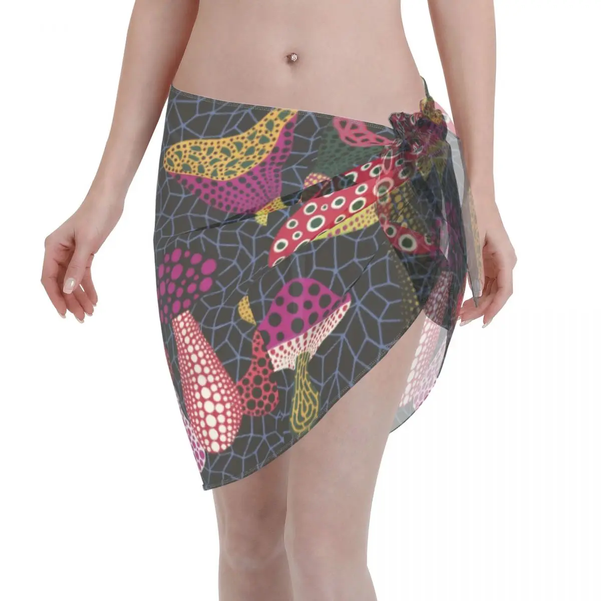 

Sexy Women Chiffon Swimwear Pareo Scarf Yayoi Kusama Art Cover Up Wrap Sarong Skirt Polka Beach Dress Swimsuit Bikini Cover-Ups