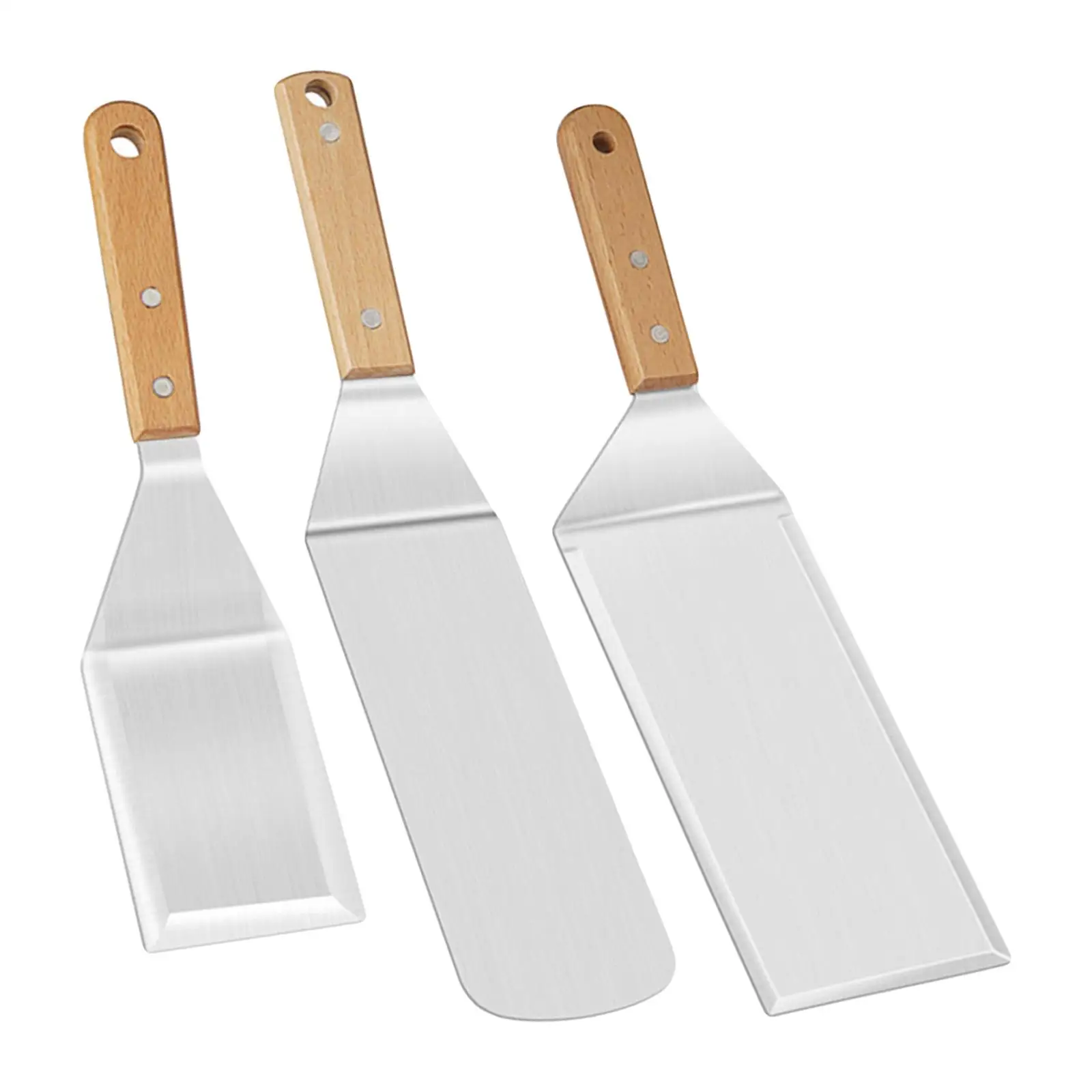 

Кухонная лопатка, деревянная ручка, гриль, Тернер, металлический скраб из нержавеющей стали для оладий, Teppanyaki, кухонная утварь