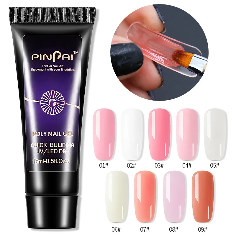 

15ml Poly Nail Gel Semi Permanent Acrylic Extension Crystal Nail Art Quick Builder Hybrid Varnish UV Poly Nail Polish Manicure