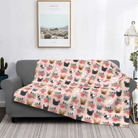 3d printed french bulldog face pink cute dog blanket flannel textile breathable lightweight blanket for home outdoor bedspread