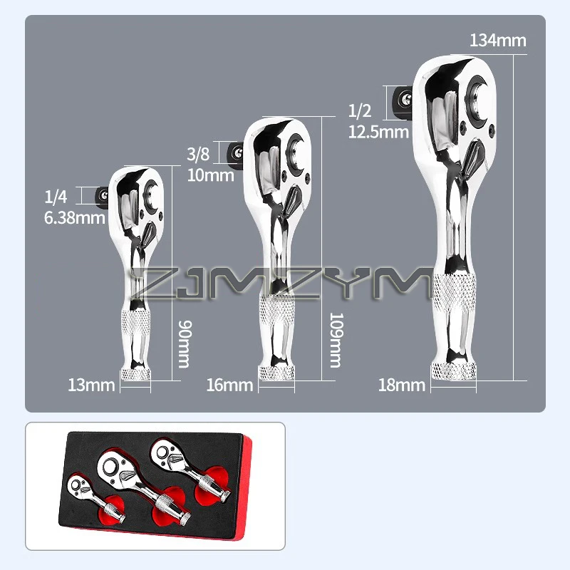 

3x набор трещоток Stubby Drive, профессиональная эргономичная ручка, короткая сталь, 1/4 дюйма, 3/8 дюйма, 1/2 дюйма, мини-ключ с трещоткой, автомобильный инструмент