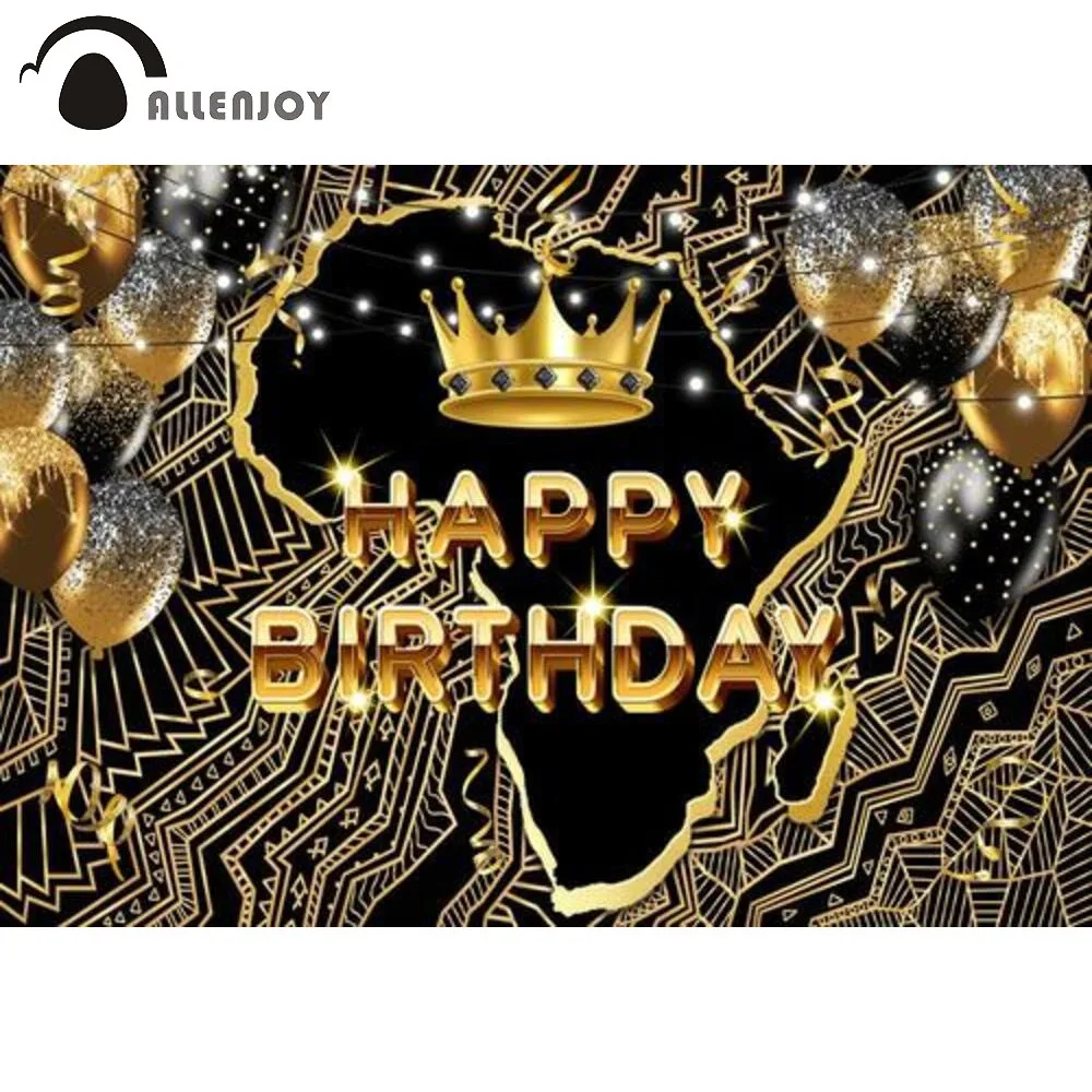 Allenjoy Африканский фон с днем рождения королева черные и Золотые шарики короны
