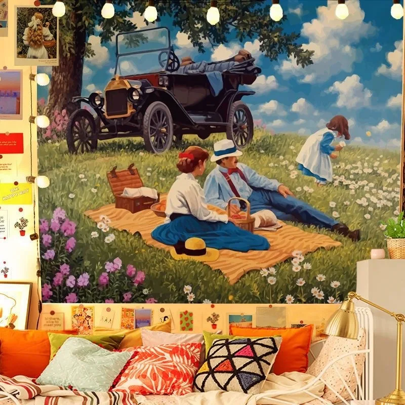 Ретро Сельская жизнь Настенное украшение Гобелен для дома Гостиная