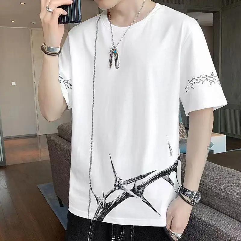 C9518   New men's simple personalized embroidered logo T-shirt.