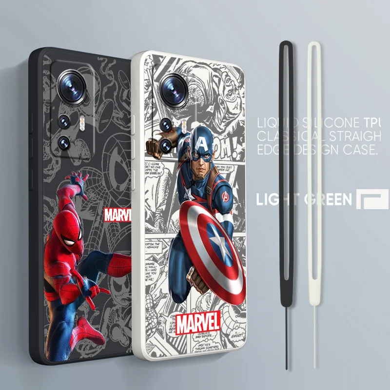 

Marvel Captain America Cool For Xiaomi Mi 13 12T 11i 11X 10S 10 Pro Lite Ultra 5G Liquid Rope Silicone Phone Case