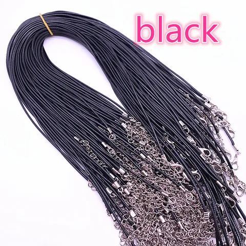 New 10pcs 1.5mm Leather Cord Wax Rope Chain Necklace Extender Chain Lobster Clasp DIY Jewelry Accessories