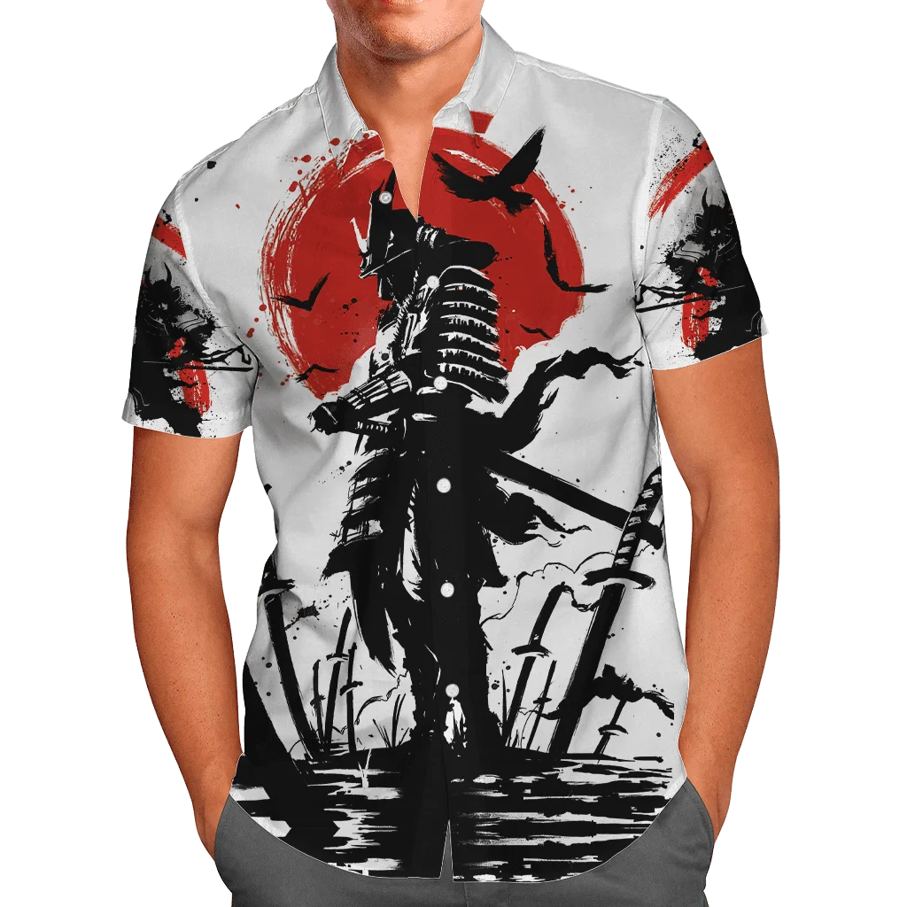 

Japanese Samurai Tattoo 3D Print Men Summer Beach Hawaiian Shirt Short Sleeve Shirt Loose Streetwear Oversized Chemise Hombre-10