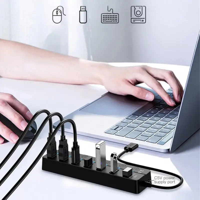 

5gps Usb Adapter Stable Docking Station Usb Multiport Hub 7-port Usb3.0 7-port Hub Expansion Laptop Accessories Multifunction