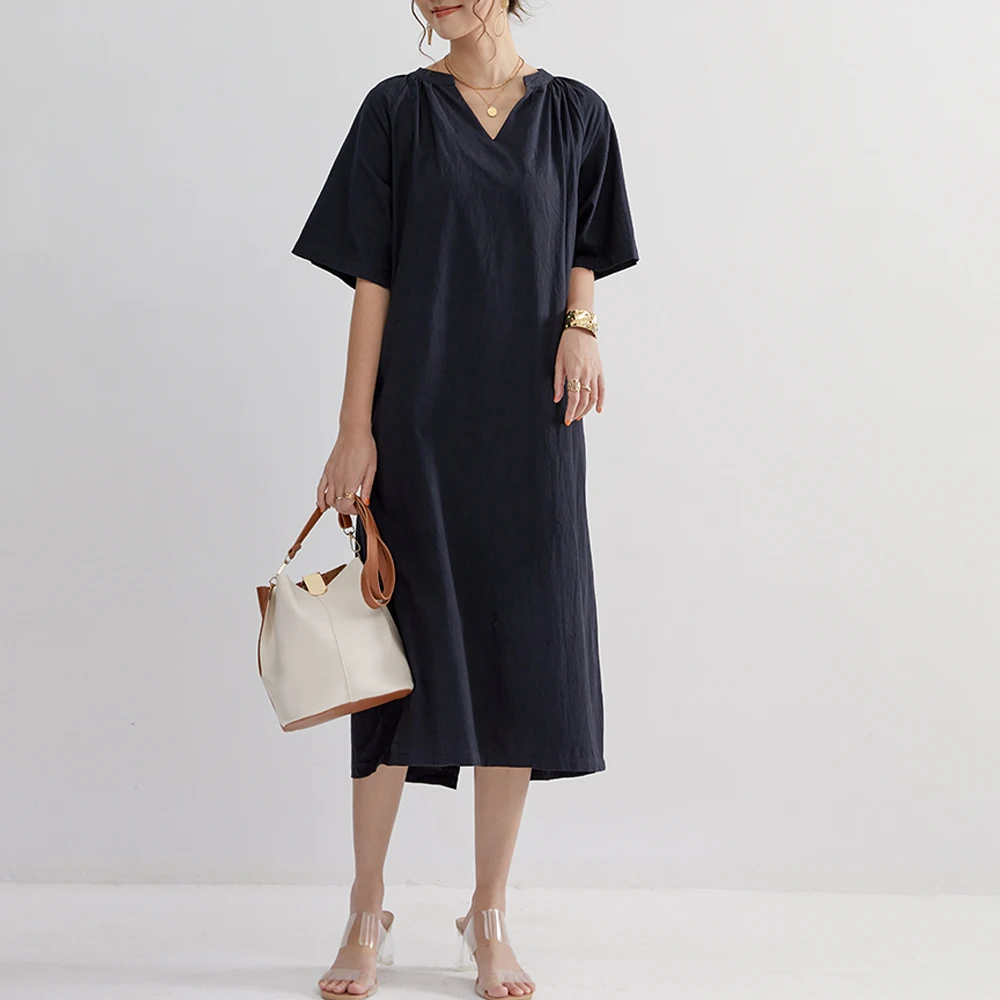 

Летнее повседневное женское платье, модное Простое Элегантное офисное дамское платье миди в японском и корейском стиле, уличная одежда для ...