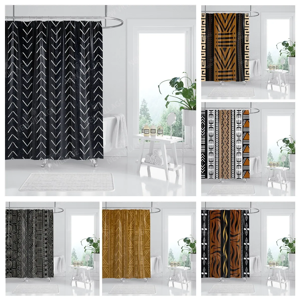 

Водонепроницаемая тканевая занавеска для душа, занавеска для ванной комнаты 180x200, занавеска для душа 240*332, скандинавский декор в стиле бохо