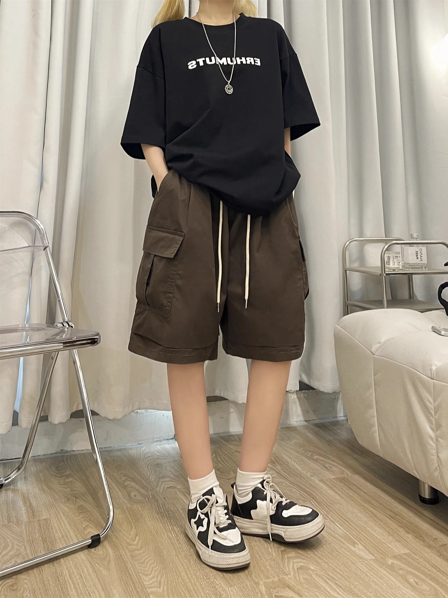 Женские шорты-карго в американском винтажном стиле летние свободные прямые