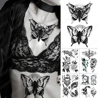 black waterproof temporary tattoo sticker butterfly peony cobra monkey prajna body art sexy fake tato men women transfer tattoos