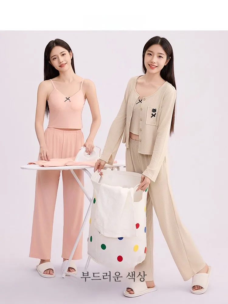 [Комплект из 3 предметов] Женский пижамный комплект Sanfu осень 2023 новый кардиган