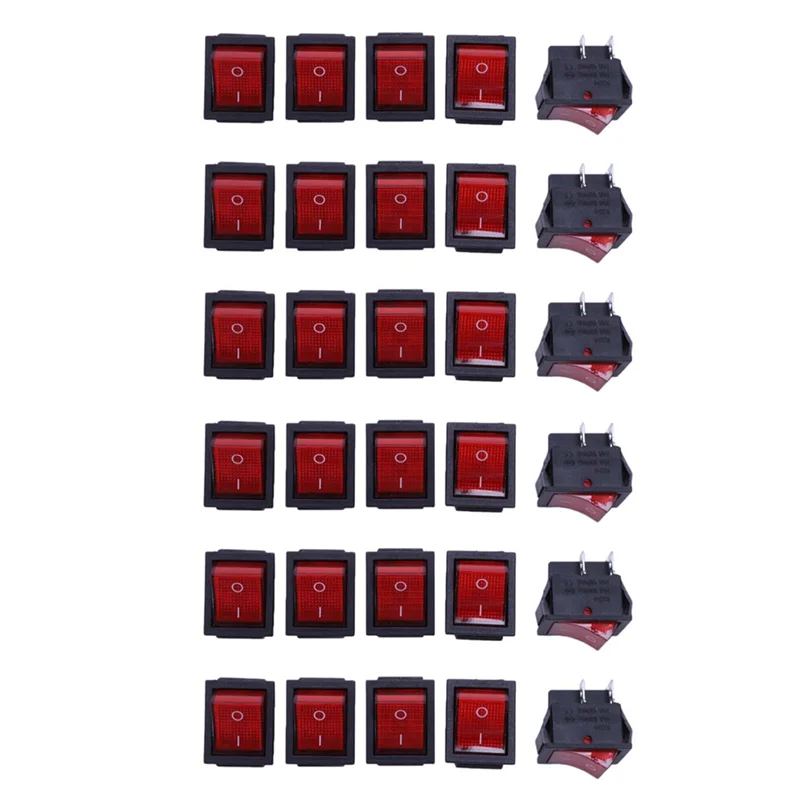 

30 x Red Illuminated Light On/Off DPST Boat Rocker Switch 16A/250V 20A/125V AC