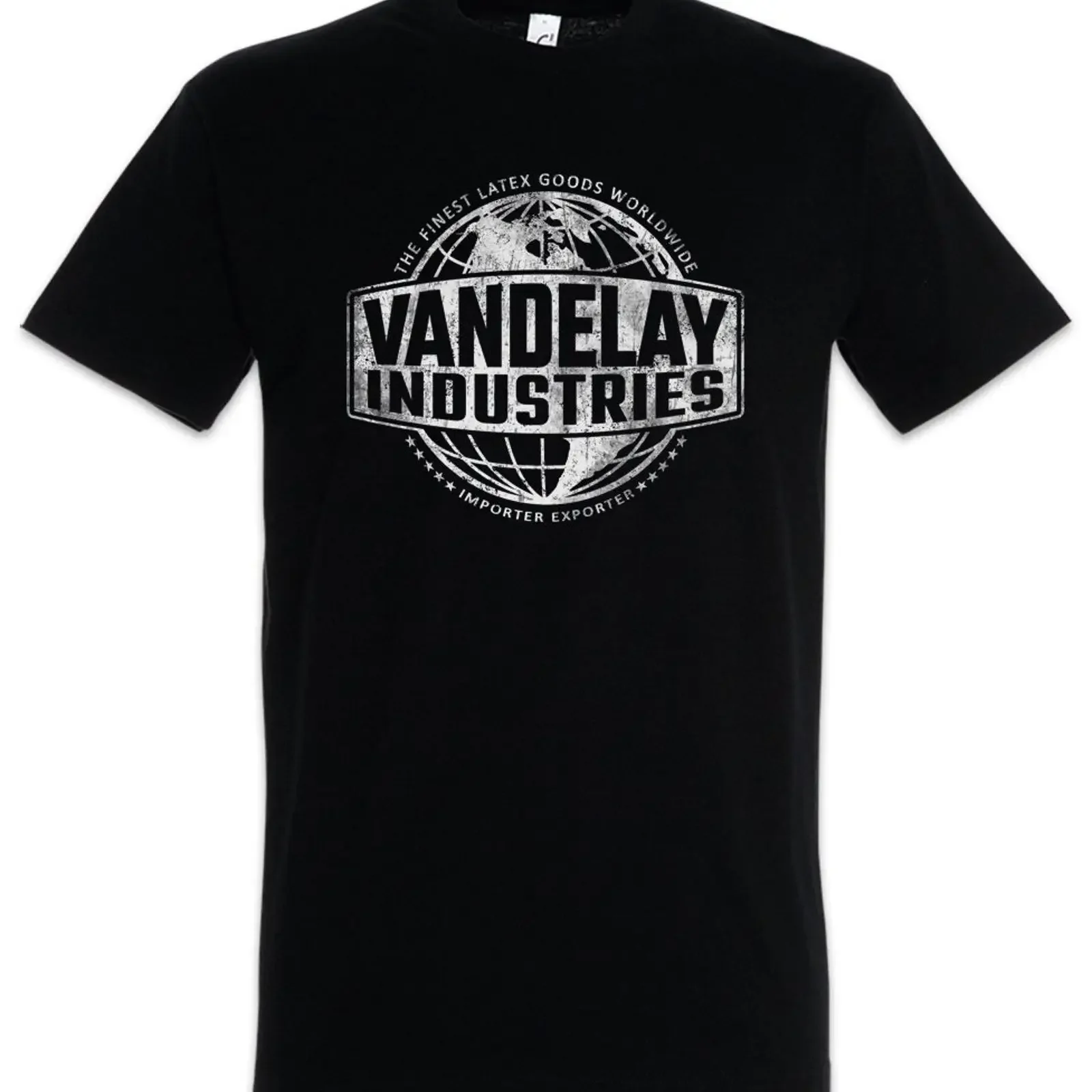 Фото Мужская футболка Urban Backwoods Vandelay Industries, винтажная, с эффектом потертости, удобная, дышащая, дизайнерская, с графическим принтом, слегка состаренная. №1