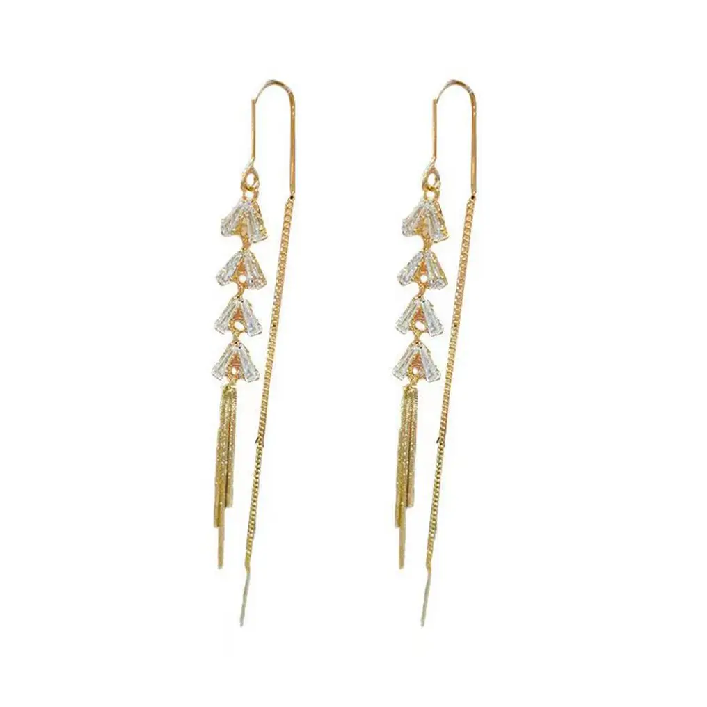 

Супер иммортическое лицо Тонкий и длинный стиль с бриллиантовой кисточкой для ушей новые модные и элегантные стильные серьги Популярные