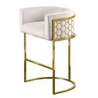 velvet fabric bar high chair stainless steel metal chair with honeycomb semicircle back cutout wealthy house luxury furniture