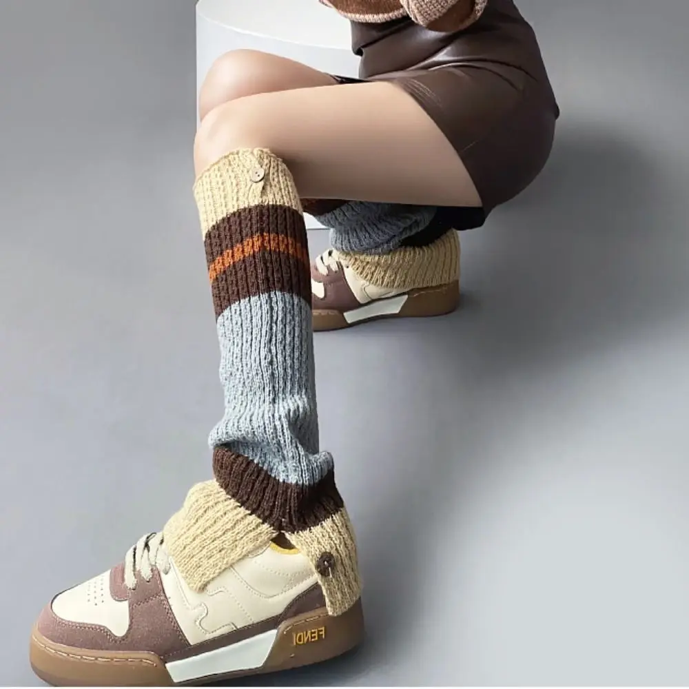 

Японские пуговицы в стиле Харадзюку, пушистые повседневные теплые носки с оборками, милые Чехлы для ног, Вязаные чехлы для ног, женские гетры