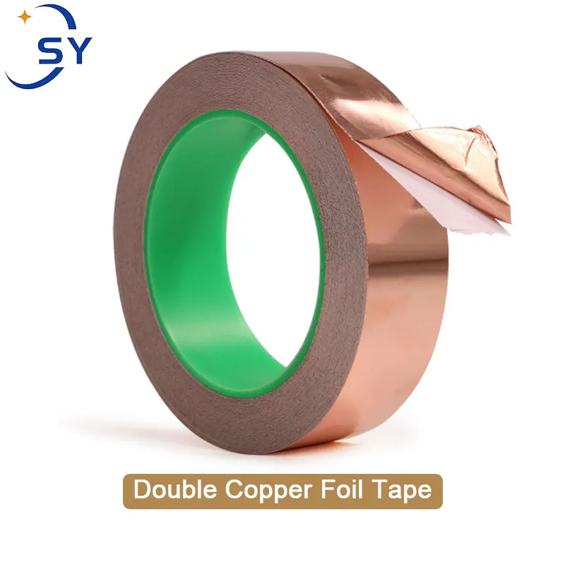 

20 м 5/8/10/12/15/20/25/30 мм Односторонняя/двухсторонняя медная фольга, лента, защита от электромагнитных помех, токопроводящий ремонт, клей, искусственное стекло
