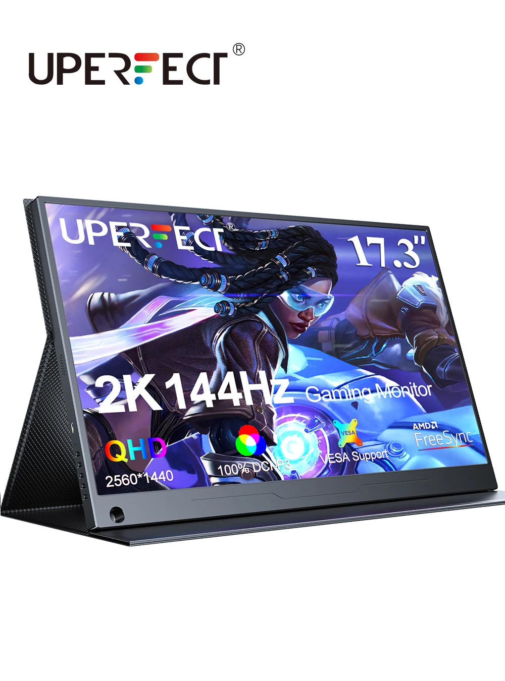 Фото Портативный игровой монитор UPERFECT 2K 144 Гц 17,3-дюймовый мобильный дисплей с экраном IPS 2560x1440P HDMI Type C для игровой консоли Steam Deck Switch Xbox №1