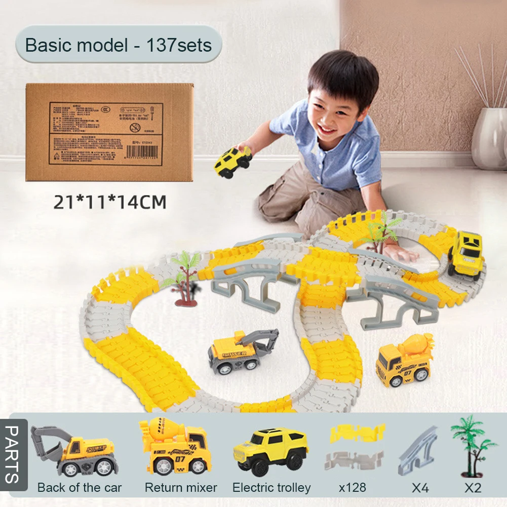 

DIY Construction Race Tracks Engineering Gifts Assembled Racing Track Interactive Toys with Screwdriver Kits for Kids Boys Girls