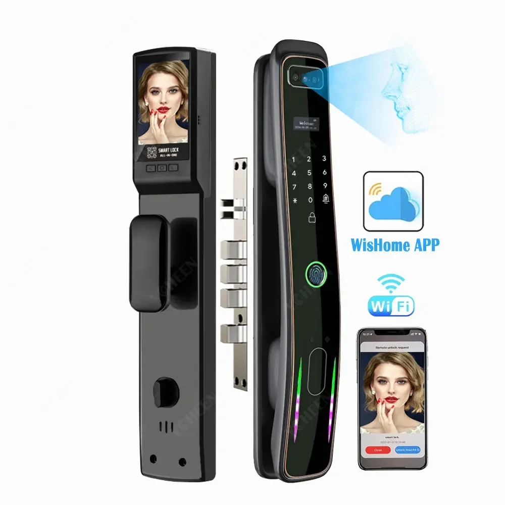 Биометрическое 3d распознавание лиц отпечаток пальца умный дверной замок Wishome Wi-Fi
