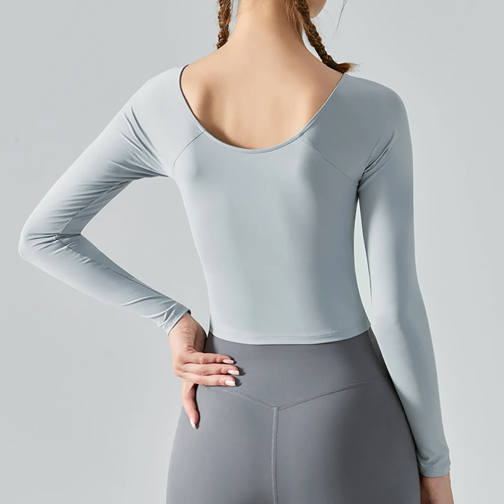Vnazvnasi Yoga Sport Top Women Long Sleeve Fitness Shirts Slim Tights Crop Top Gym Shirt Workout Women Clothing Yoga Tops