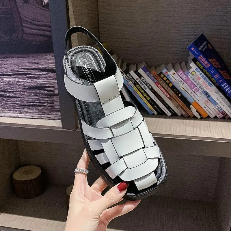 2023 New Summer Sandals Women's Casual Trend Platform Low Heel Elegant Beach Fashion Gladiator Weave Comfort Free Shipping