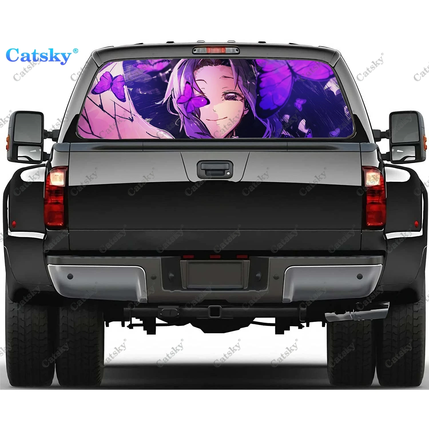 

Demon Slayer Printing Rear Window Sticker Windshield Decal Steed Truck Rear Window Decal Universal Tint Perforated Vinyl Graphic